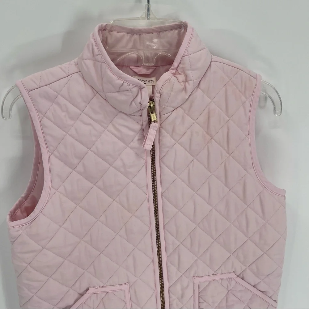 J Crew Crewcuts Girls Pink Quilted Vest Zip Front Size 10 Pockets Sleeveless